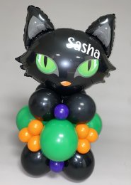 Personalised Halloween Black Cat Inflated Balloon Stack